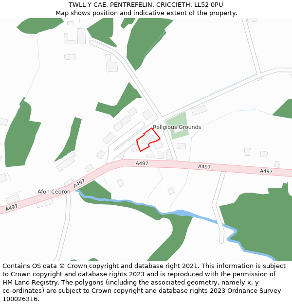 TWLL Y CAE, PENTREFELIN, CRICCIETH, LL52 0PU: Location map and indicative extent of plot