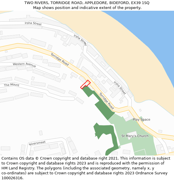 TWO RIVERS, TORRIDGE ROAD, APPLEDORE, BIDEFORD, EX39 1SQ: Location map and indicative extent of plot