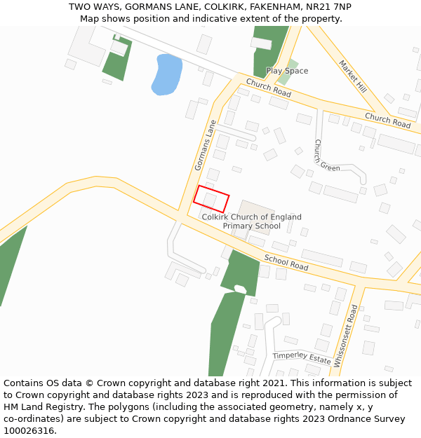 TWO WAYS, GORMANS LANE, COLKIRK, FAKENHAM, NR21 7NP: Location map and indicative extent of plot