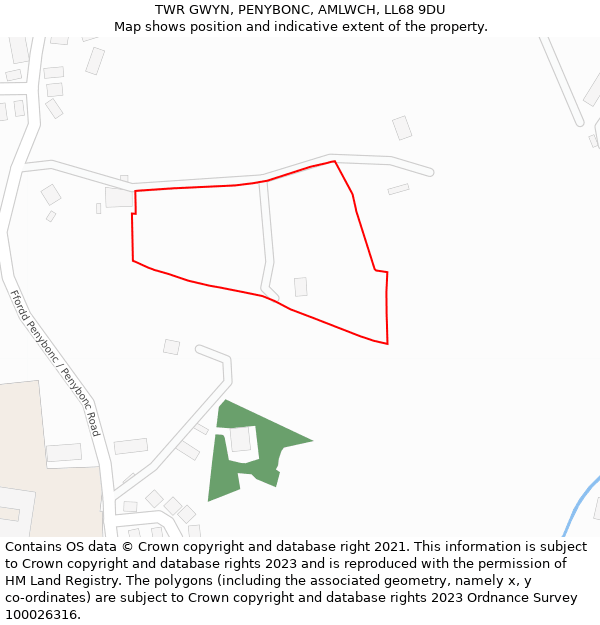 TWR GWYN, PENYBONC, AMLWCH, LL68 9DU: Location map and indicative extent of plot