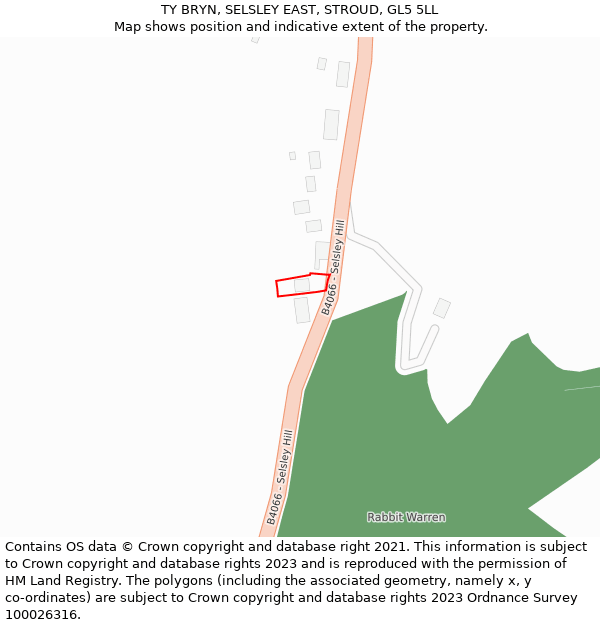 TY BRYN, SELSLEY EAST, STROUD, GL5 5LL: Location map and indicative extent of plot