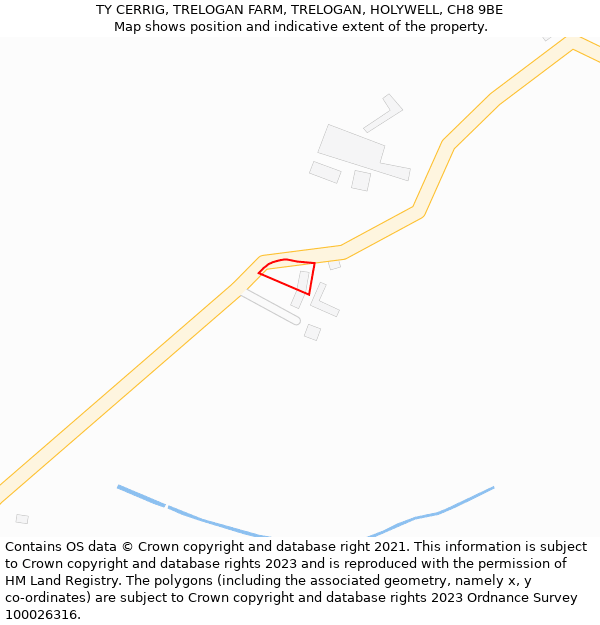 TY CERRIG, TRELOGAN FARM, TRELOGAN, HOLYWELL, CH8 9BE: Location map and indicative extent of plot