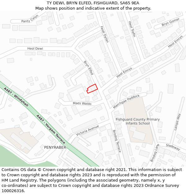 TY DEWI, BRYN ELFED, FISHGUARD, SA65 9EA: Location map and indicative extent of plot