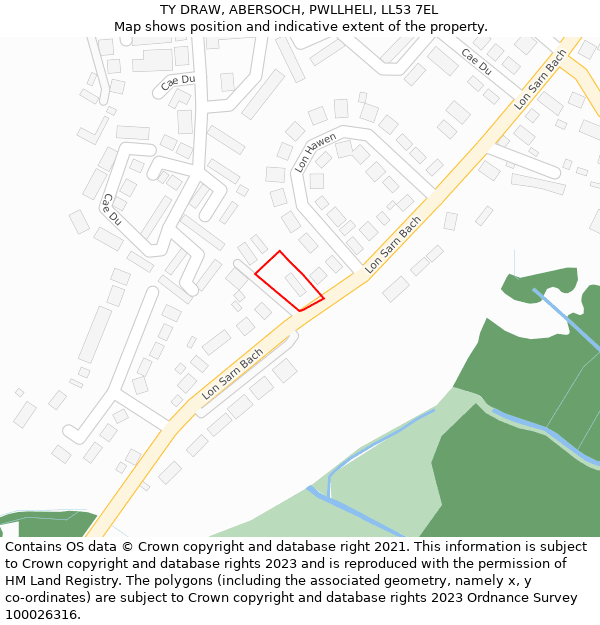 TY DRAW, ABERSOCH, PWLLHELI, LL53 7EL: Location map and indicative extent of plot