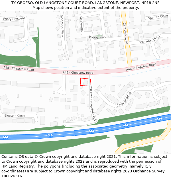 TY GROESO, OLD LANGSTONE COURT ROAD, LANGSTONE, NEWPORT, NP18 2NF: Location map and indicative extent of plot