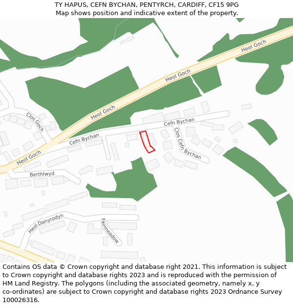 TY HAPUS, CEFN BYCHAN, PENTYRCH, CARDIFF, CF15 9PG: Location map and indicative extent of plot