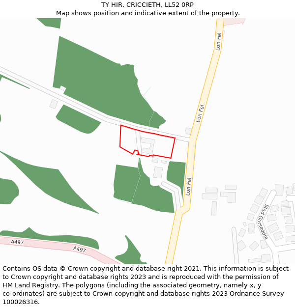 TY HIR, CRICCIETH, LL52 0RP: Location map and indicative extent of plot