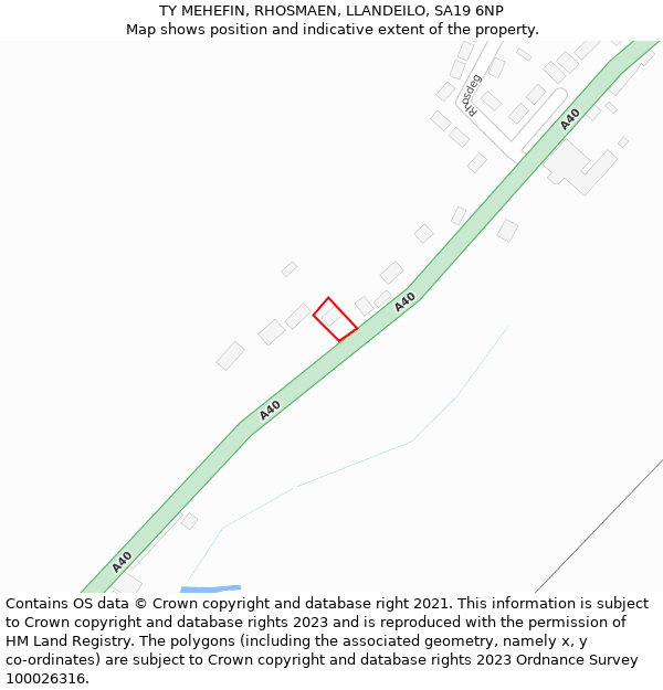 TY MEHEFIN, RHOSMAEN, LLANDEILO, SA19 6NP: Location map and indicative extent of plot