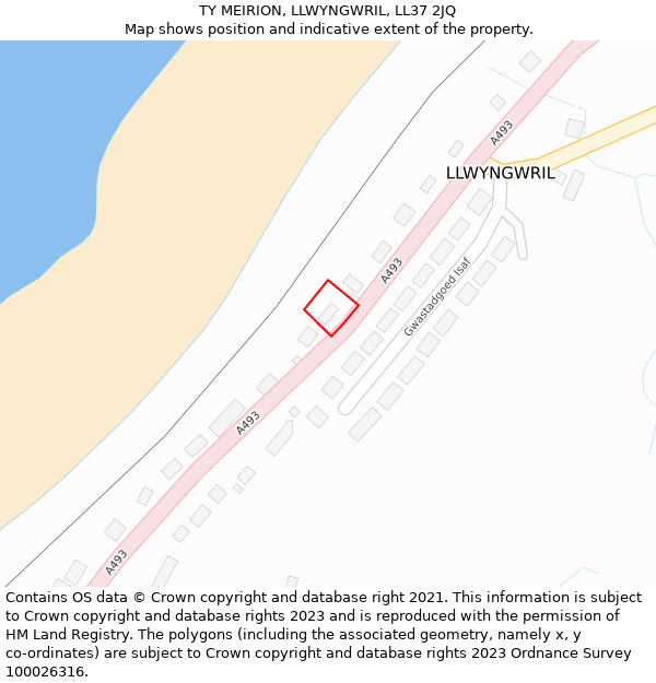 TY MEIRION, LLWYNGWRIL, LL37 2JQ: Location map and indicative extent of plot