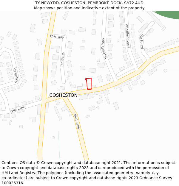 TY NEWYDD, COSHESTON, PEMBROKE DOCK, SA72 4UD: Location map and indicative extent of plot