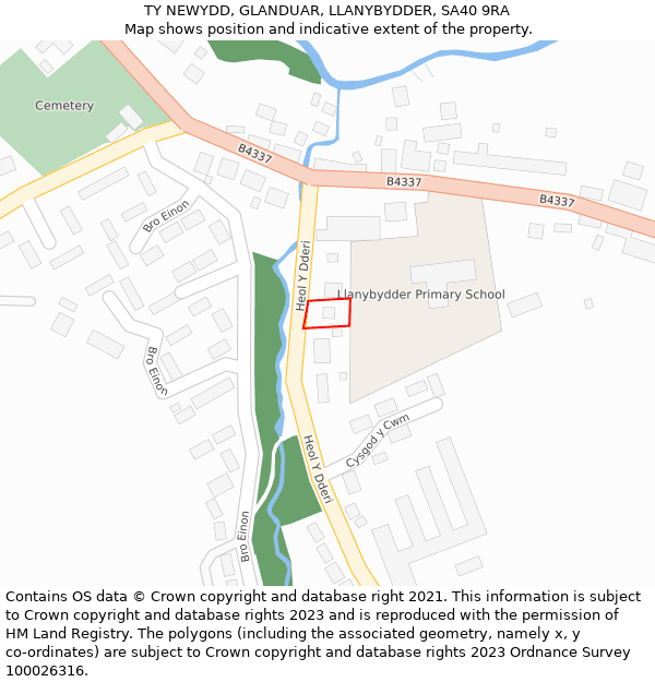 TY NEWYDD, GLANDUAR, LLANYBYDDER, SA40 9RA: Location map and indicative extent of plot