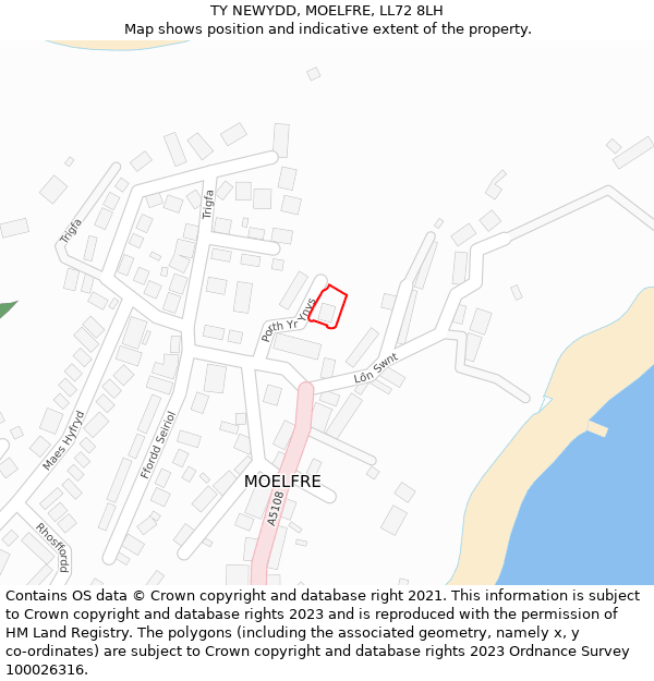 TY NEWYDD, MOELFRE, LL72 8LH: Location map and indicative extent of plot