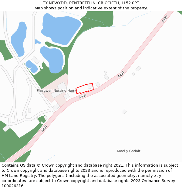 TY NEWYDD, PENTREFELIN, CRICCIETH, LL52 0PT: Location map and indicative extent of plot