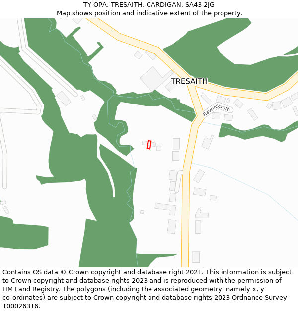 TY OPA, TRESAITH, CARDIGAN, SA43 2JG: Location map and indicative extent of plot