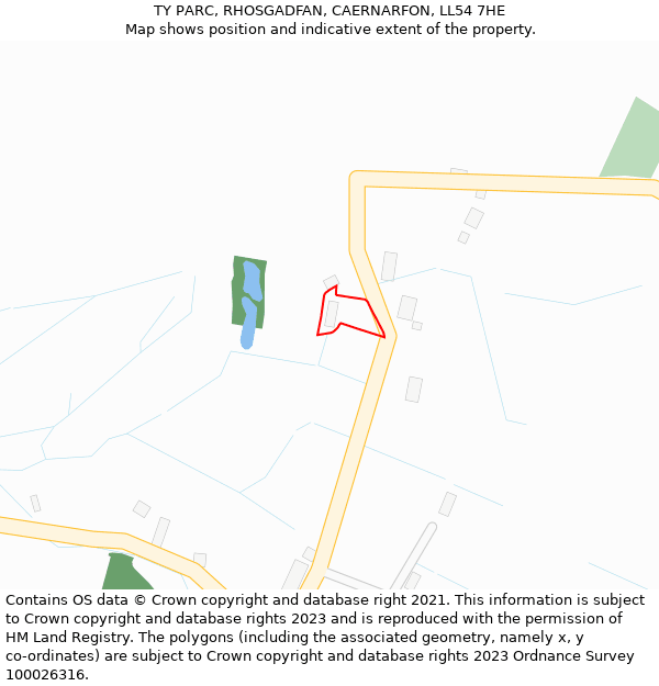 TY PARC, RHOSGADFAN, CAERNARFON, LL54 7HE: Location map and indicative extent of plot