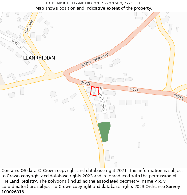 TY PENRICE, LLANRHIDIAN, SWANSEA, SA3 1EE: Location map and indicative extent of plot