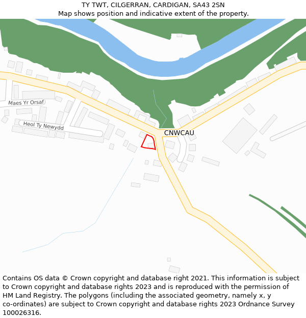 TY TWT, CILGERRAN, CARDIGAN, SA43 2SN: Location map and indicative extent of plot