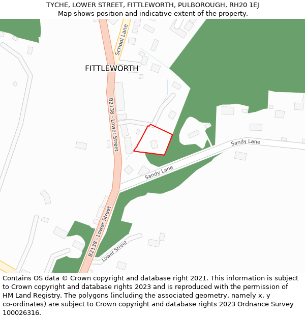 TYCHE, LOWER STREET, FITTLEWORTH, PULBOROUGH, RH20 1EJ: Location map and indicative extent of plot