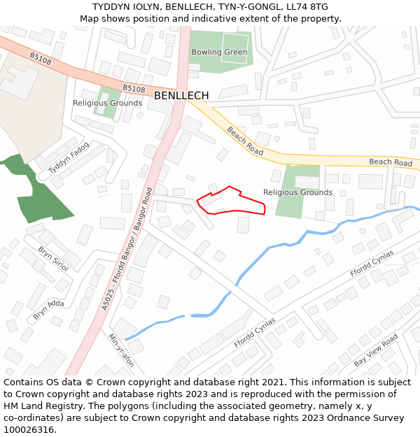 TYDDYN IOLYN, BENLLECH, TYN-Y-GONGL, LL74 8TG: Location map and indicative extent of plot