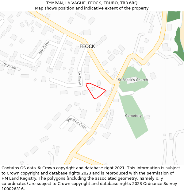 TYMPAN, LA VAGUE, FEOCK, TRURO, TR3 6RQ: Location map and indicative extent of plot