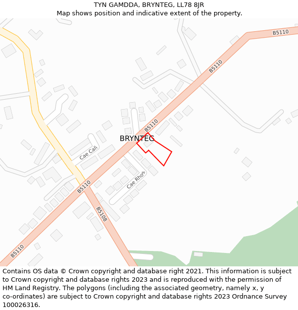 TYN GAMDDA, BRYNTEG, LL78 8JR: Location map and indicative extent of plot