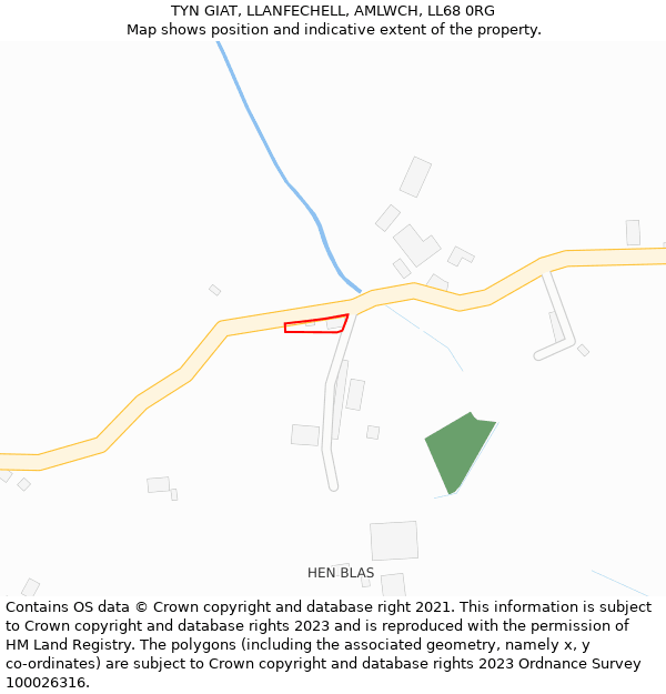 TYN GIAT, LLANFECHELL, AMLWCH, LL68 0RG: Location map and indicative extent of plot