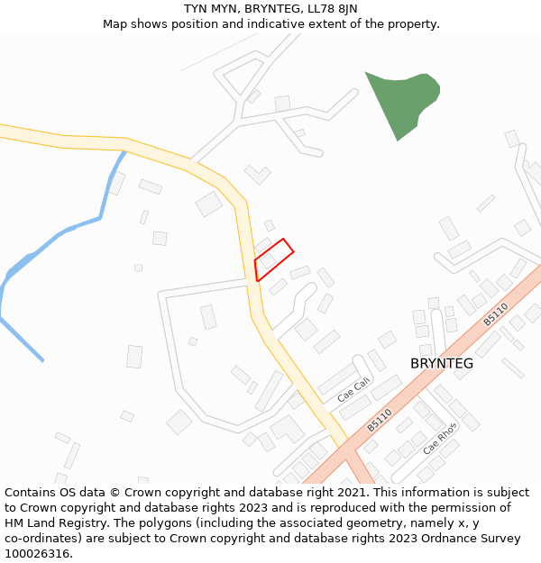 TYN MYN, BRYNTEG, LL78 8JN: Location map and indicative extent of plot