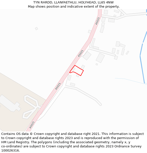 TYN RARDD, LLANFAETHLU, HOLYHEAD, LL65 4NW: Location map and indicative extent of plot