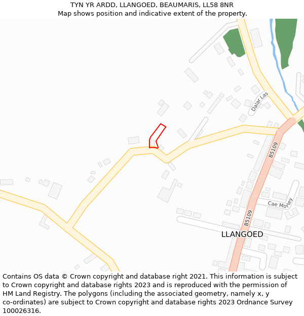 TYN YR ARDD, LLANGOED, BEAUMARIS, LL58 8NR: Location map and indicative extent of plot