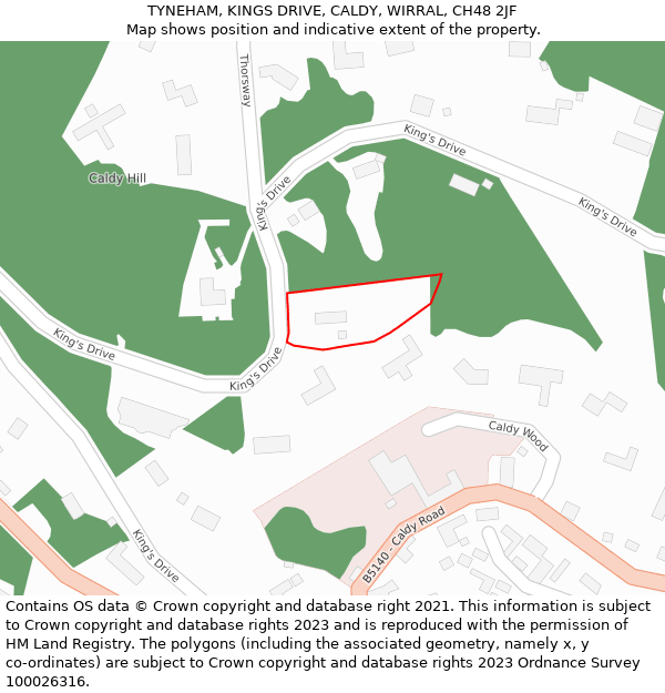 TYNEHAM, KINGS DRIVE, CALDY, WIRRAL, CH48 2JF: Location map and indicative extent of plot