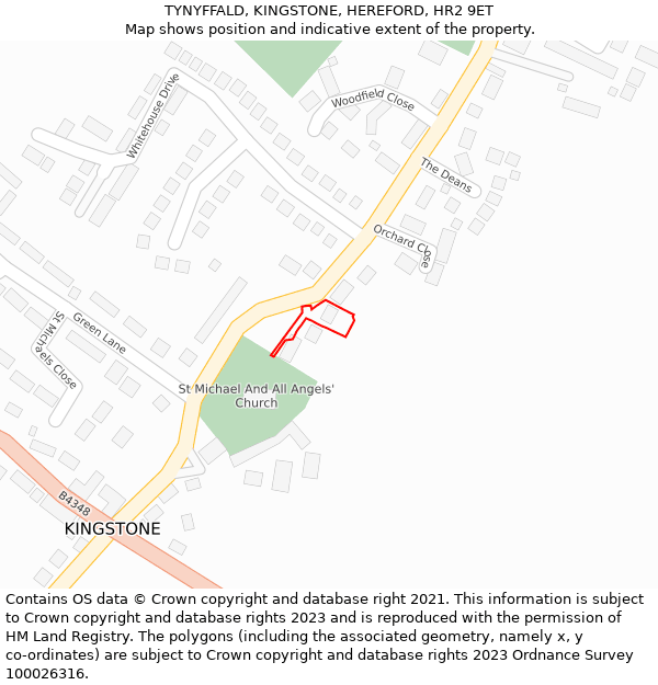 TYNYFFALD, KINGSTONE, HEREFORD, HR2 9ET: Location map and indicative extent of plot