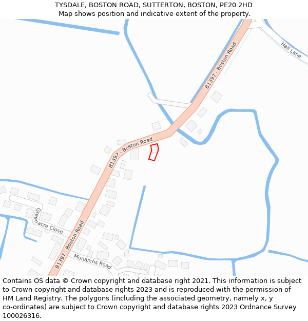 TYSDALE, BOSTON ROAD, SUTTERTON, BOSTON, PE20 2HD: Location map and indicative extent of plot