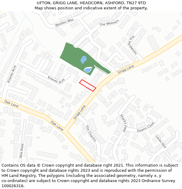 UFTON, GRIGG LANE, HEADCORN, ASHFORD, TN27 9TD: Location map and indicative extent of plot