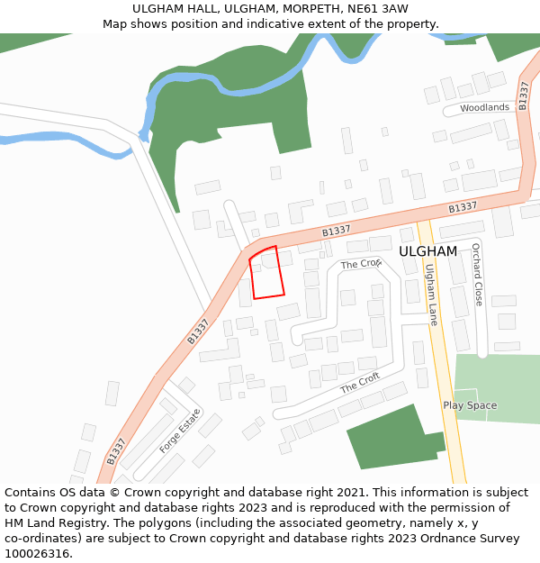 ULGHAM HALL, ULGHAM, MORPETH, NE61 3AW: Location map and indicative extent of plot