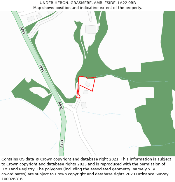 UNDER HERON, GRASMERE, AMBLESIDE, LA22 9RB: Location map and indicative extent of plot