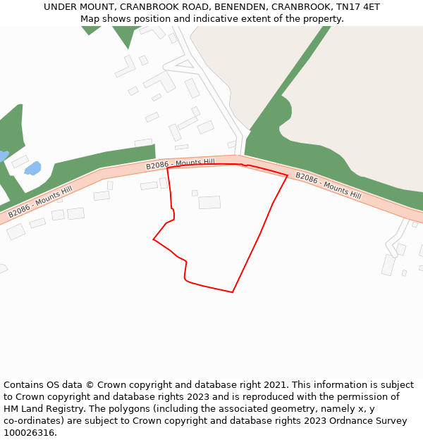 UNDER MOUNT, CRANBROOK ROAD, BENENDEN, CRANBROOK, TN17 4ET: Location map and indicative extent of plot