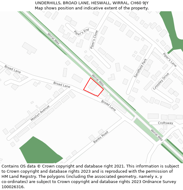 UNDERHILLS, BROAD LANE, HESWALL, WIRRAL, CH60 9JY: Location map and indicative extent of plot