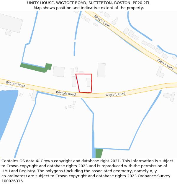 UNITY HOUSE, WIGTOFT ROAD, SUTTERTON, BOSTON, PE20 2EL: Location map and indicative extent of plot