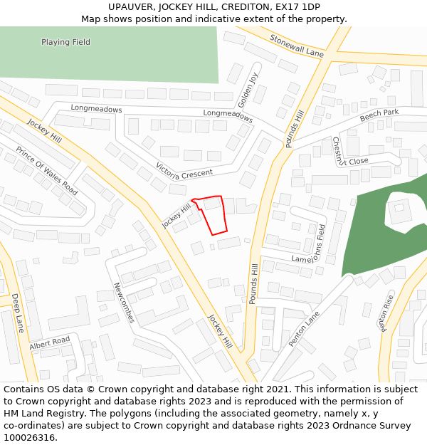 UPAUVER, JOCKEY HILL, CREDITON, EX17 1DP: Location map and indicative extent of plot