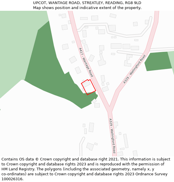 UPCOT, WANTAGE ROAD, STREATLEY, READING, RG8 9LD: Location map and indicative extent of plot