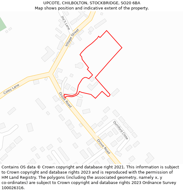 UPCOTE, CHILBOLTON, STOCKBRIDGE, SO20 6BA: Location map and indicative extent of plot