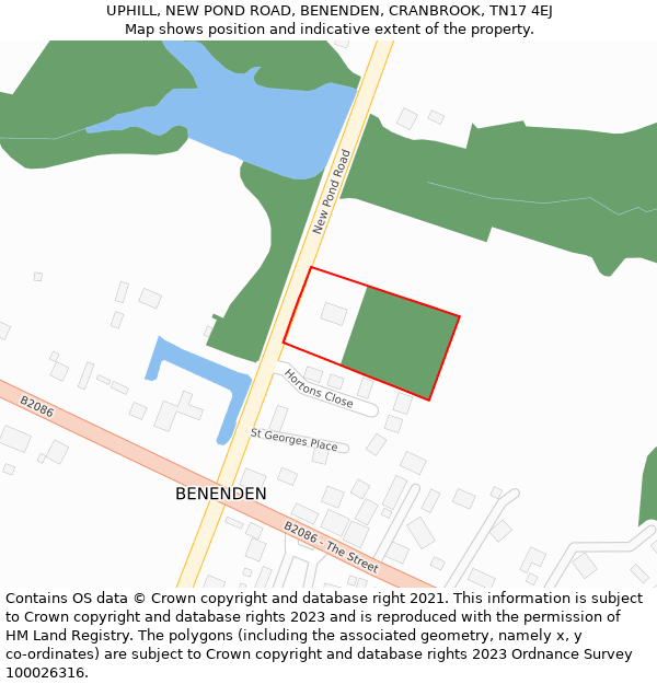 UPHILL, NEW POND ROAD, BENENDEN, CRANBROOK, TN17 4EJ: Location map and indicative extent of plot