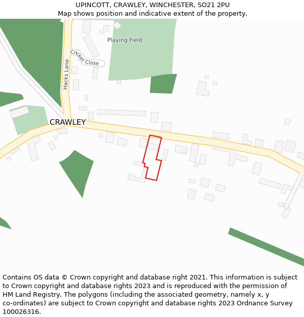 UPINCOTT, CRAWLEY, WINCHESTER, SO21 2PU: Location map and indicative extent of plot