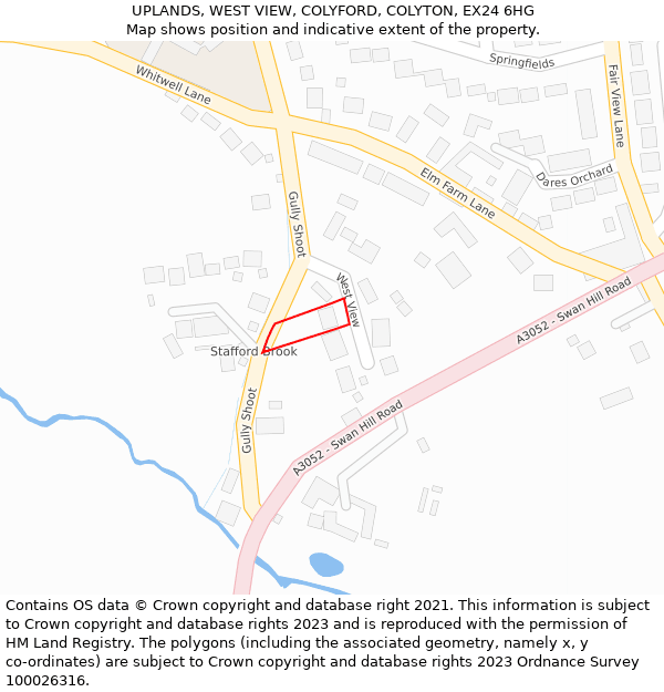 UPLANDS, WEST VIEW, COLYFORD, COLYTON, EX24 6HG: Location map and indicative extent of plot