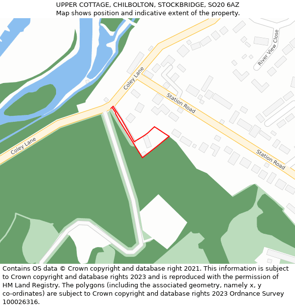 UPPER COTTAGE, CHILBOLTON, STOCKBRIDGE, SO20 6AZ: Location map and indicative extent of plot