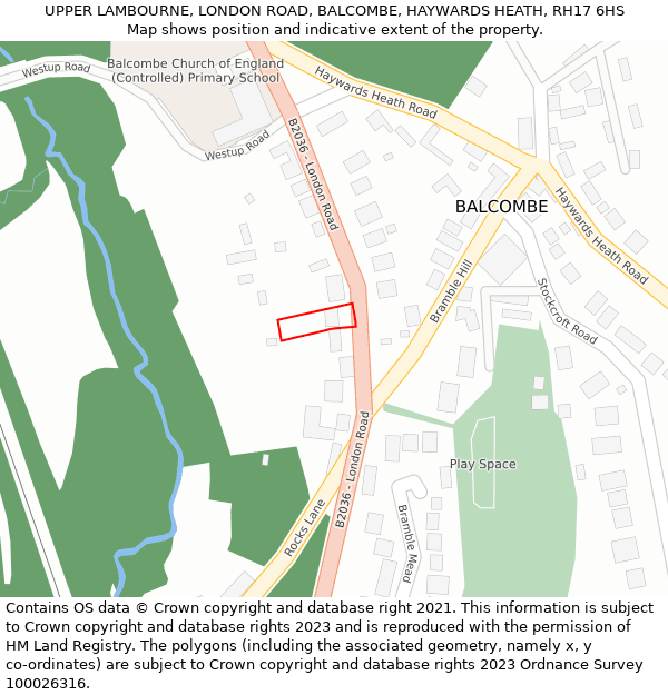 UPPER LAMBOURNE, LONDON ROAD, BALCOMBE, HAYWARDS HEATH, RH17 6HS: Location map and indicative extent of plot