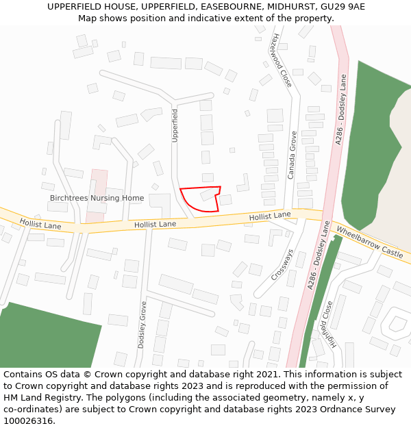 UPPERFIELD HOUSE, UPPERFIELD, EASEBOURNE, MIDHURST, GU29 9AE: Location map and indicative extent of plot