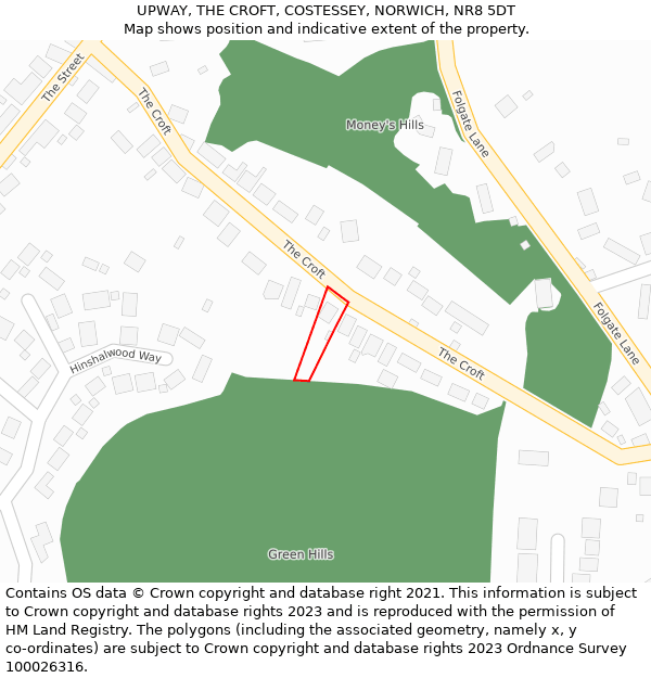 UPWAY, THE CROFT, COSTESSEY, NORWICH, NR8 5DT: Location map and indicative extent of plot