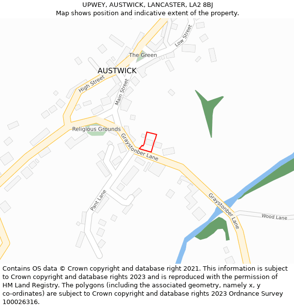 UPWEY, AUSTWICK, LANCASTER, LA2 8BJ: Location map and indicative extent of plot