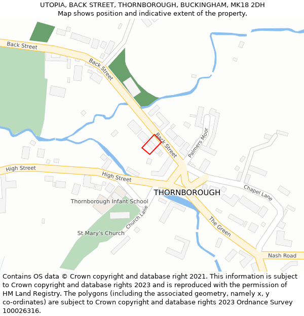 UTOPIA, BACK STREET, THORNBOROUGH, BUCKINGHAM, MK18 2DH: Location map and indicative extent of plot